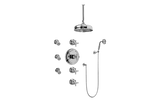 GRAFF Steelnox (Satin Nickel) Adley Thermostatic Set w/Body Sprays & Handshower (Rough & Trim) GA1.221B-C2S-SN