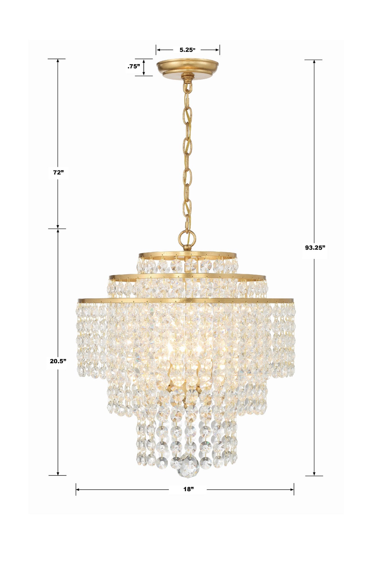 Gabrielle 4 Light Antique Gold Chandelier GAB-B7304-GA