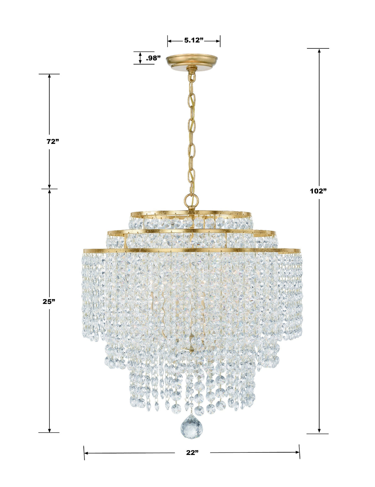 Gabrielle 6 Light Antique Gold Chandelier GAB-B7305-GA