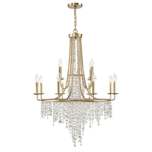 Gabrielle 12 Light Antique Gold Chandelier GAB-B7312-GA