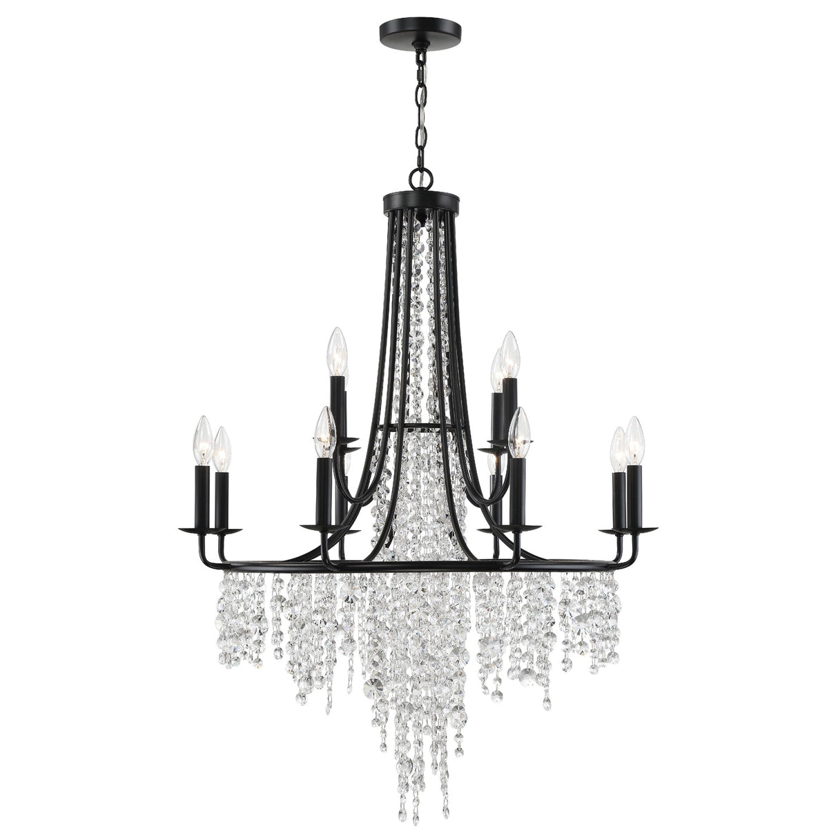 Gabrielle 12 Light Matte Black Chandelier GAB-B7312-MK