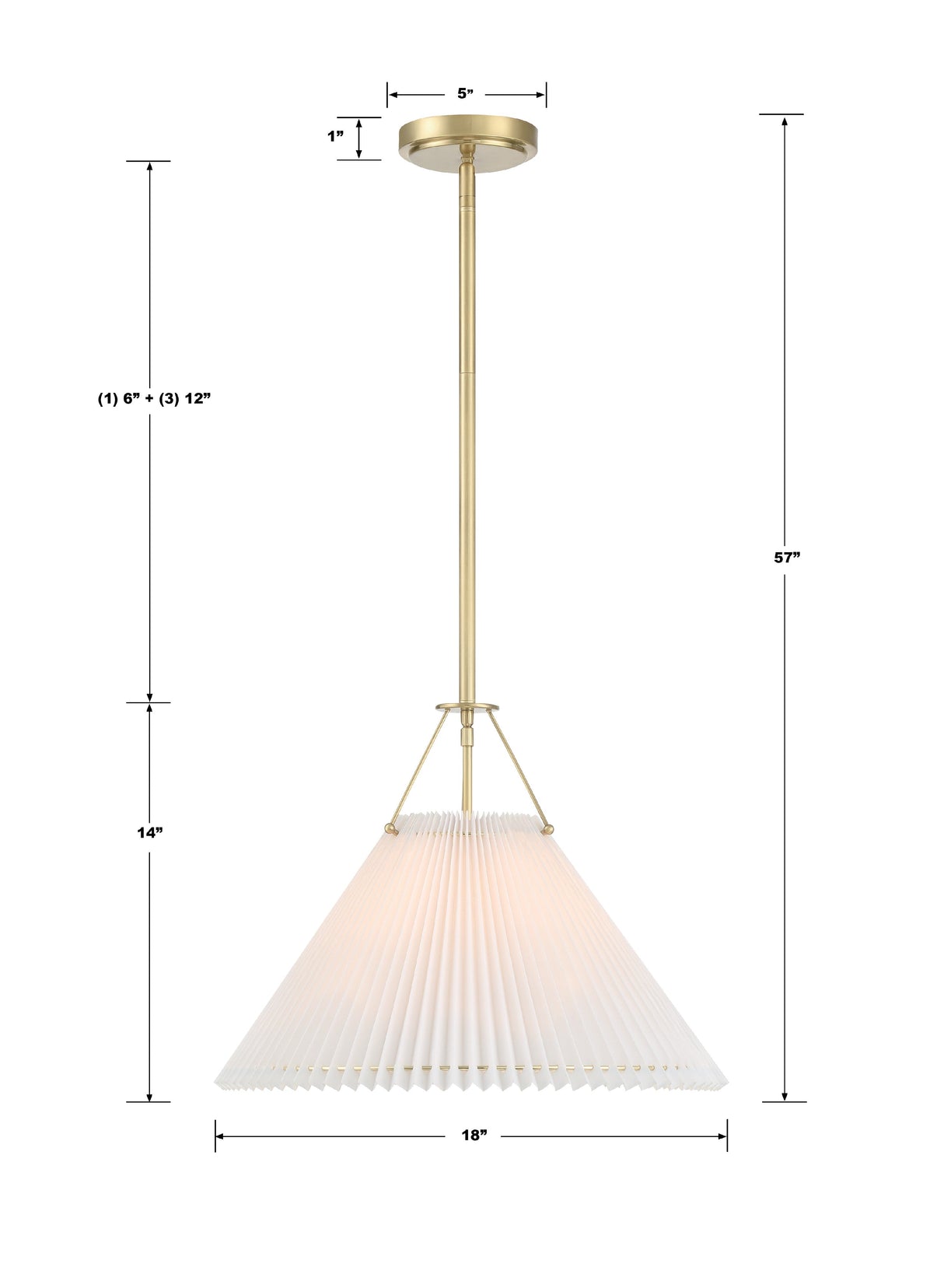 Gamma 1 Light Aged Brass Chandelier GAM-71003-AG