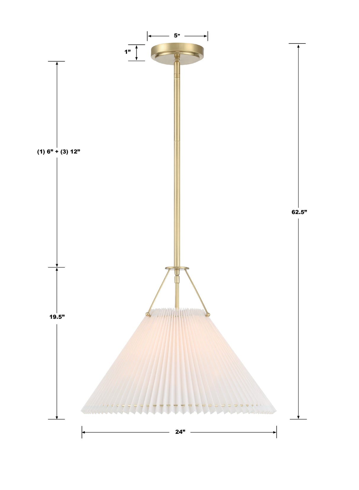 Gamma 1 Light Aged Brass Chandelier GAM-71005-AG