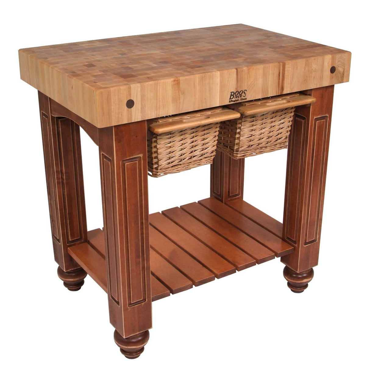 John Boos CU-GB3624-AL American Heritage Gathering Block II Prep Table with Butcher Top Base Finish: Alabaster White
