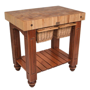 John Boos CU-GB3624-AL American Heritage Gathering Block II Prep Table with Butcher Top Base Finish: Alabaster White