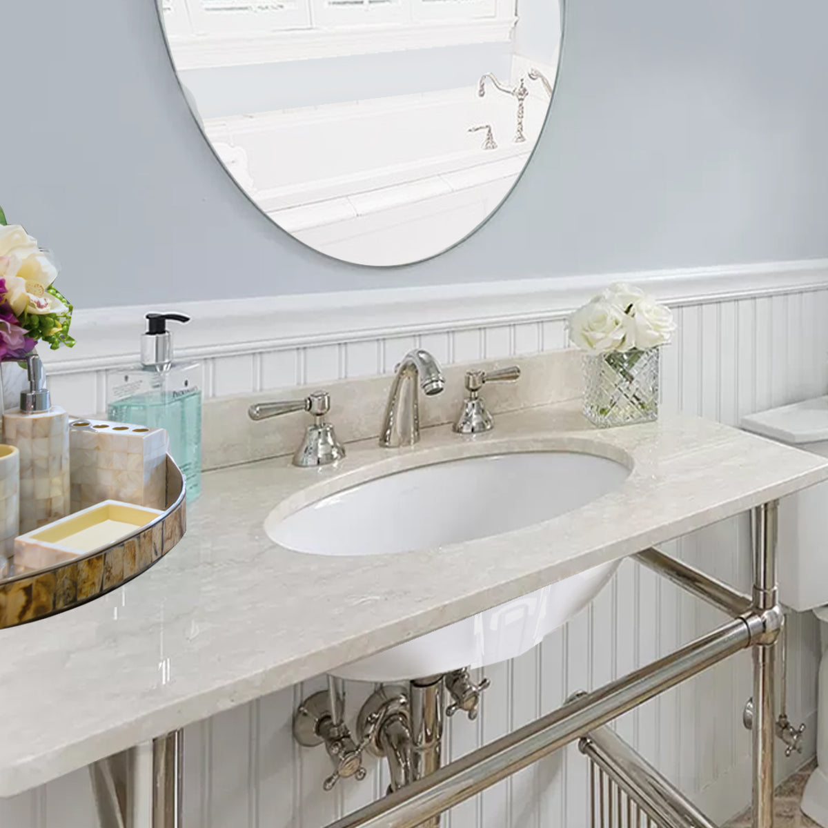 Nantucket Sinks 15 Inch x 12 Inch Glazed Bottom Undermount GB-15x12-W Oval Ceramic Sink In White