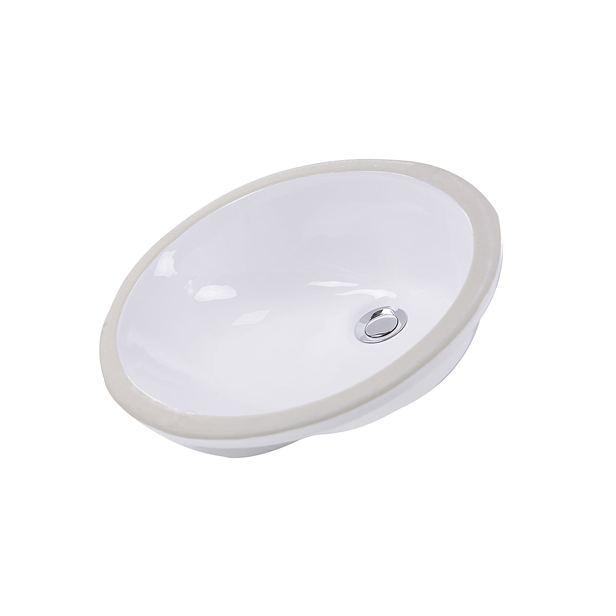 Nantucket Sinks 17 Inch x 14 Inch Glazed Bottom Undermount GB-17x17-W Oval Ceramic Sink In White