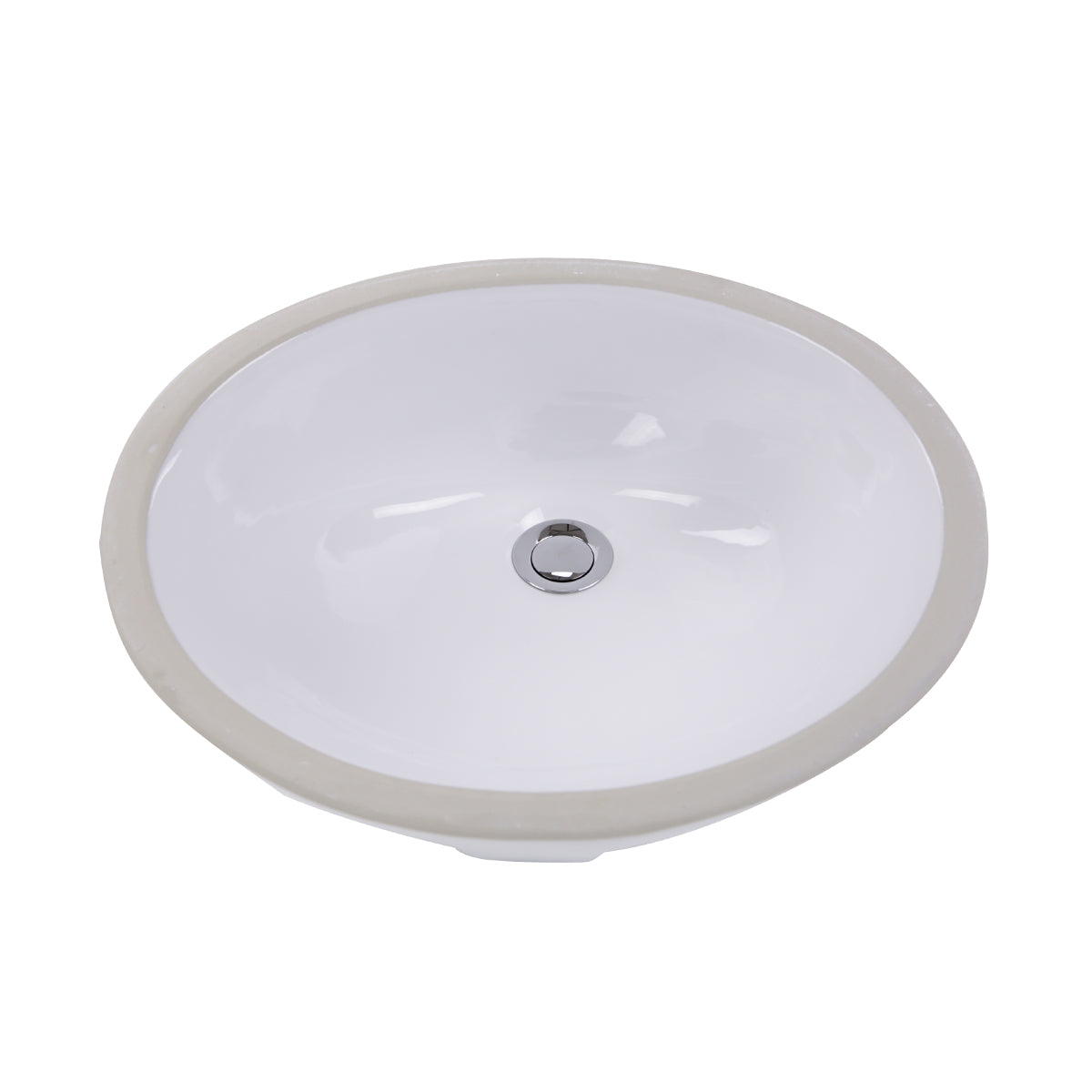 Nantucket Sinks 17 Inch x 14 Inch Glazed Bottom Undermount GB-17x17-W Oval Ceramic Sink In White
