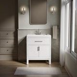 KOHLER Accra 30in. Single Sink Freestanding White Bath Vanity with Pure White Quartz Top Assembled R35898-ASB-0
