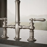 Kohler 76519-4-VS K-76519-4-VS Artifacts Deck-Mount Bridge Kitchen Sink Faucet with Lever Handles and sidespray Vibrant Stainless