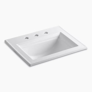 KOHLER K-2337-8-17 Memoirs Stately Rectanglar Drop in Bathroom Sink, 22 3/4", White