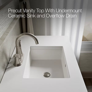 KOHLER Accra 30in. Single Sink Freestanding White Bath Vanity with Pure White Quartz Top Assembled R35898-ASB-0