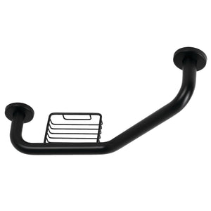Meridian Thrive In Place GBS141012CS0 10-Inch x 12-Inch Angled Grab Bar with Soap Holder, Matte Black