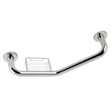 Meridian Thrive In Place GBS141012CS1 10-Inch x 12-Inch Angled Grab Bar with Soap Holder, Polished Stainless Steel