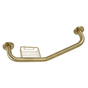 Meridian Thrive In Place GBS141012CS7 10-Inch x 12-Inch Angled Grab Bar with Soap Holder, Brushed Brass