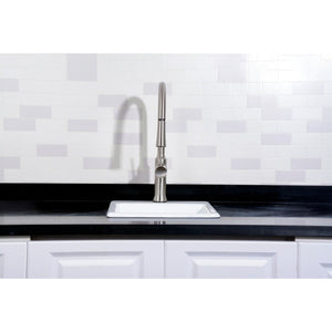 Towne GCKTS15158 15-Inch Cast Iron Self-Rimming 1-Hole Single Bowl Drop-In Kitchen Sink, White