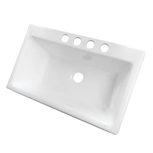 Towne GCKUS362211 36-Inch Cast Iron Undermount 4-Hole Single Bowl Kitchen Sink, White