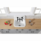 Petra Galley GCKWS221822 22-Inch Cast Iron Wall Mount 2-Hole Single Bowl Kitchen Sink, White