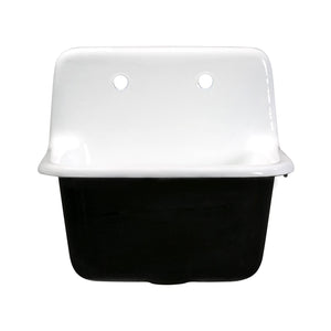 Petra Galley GCKWS221822 22-Inch Cast Iron Wall Mount 2-Hole Single Bowl Kitchen Sink, White