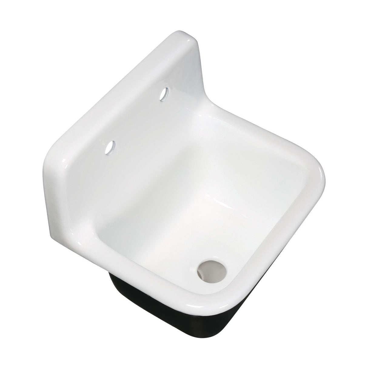 Petra Galley GCKWS221822 22-Inch Cast Iron Wall Mount 2-Hole Single Bowl Kitchen Sink, White