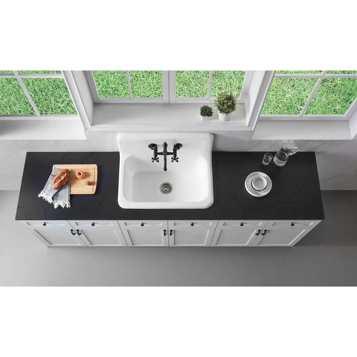 Petra Galley GCKWS302010 30-Inch x 20-Inch Cast Iron Wall Mount Kitchen Sink, White