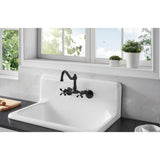 Petra Galley GCKWS302010 30-Inch x 20-Inch Cast Iron Wall Mount Kitchen Sink, White