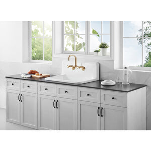 Petra Galley GCKWS302010 30-Inch x 20-Inch Cast Iron Wall Mount Kitchen Sink, White