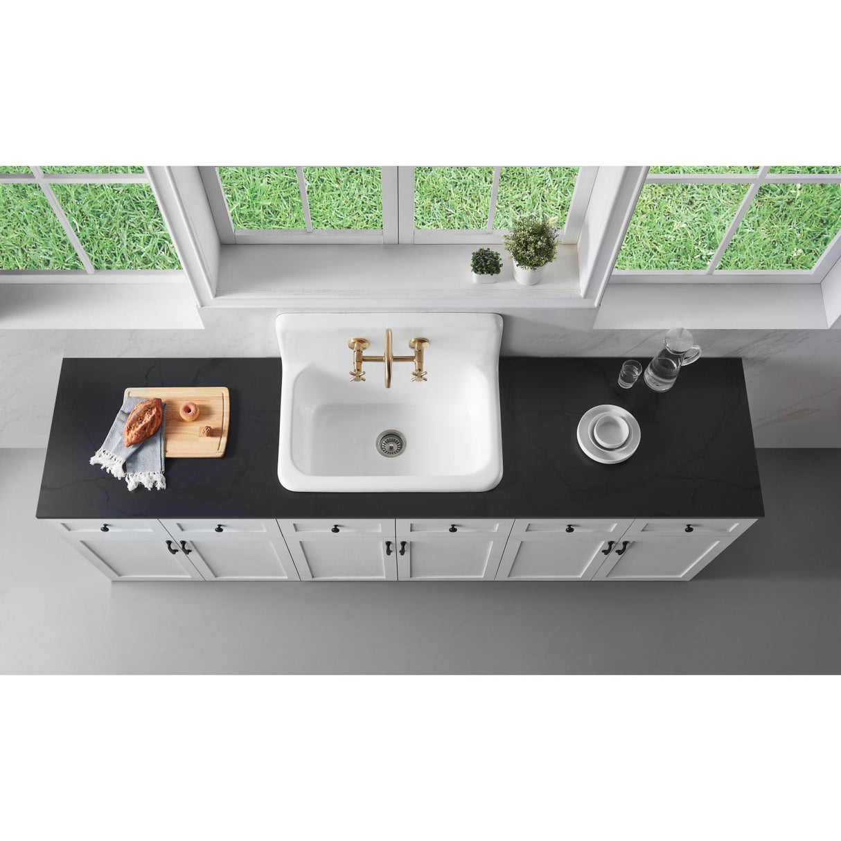 Petra Galley GCKWS302010 30-Inch x 20-Inch Cast Iron Wall Mount Kitchen Sink, White