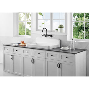 Petra Galley GCKWS331916 33-Inch x 19-Inch Cast Iron Wall Mount Kitchen Sink, White