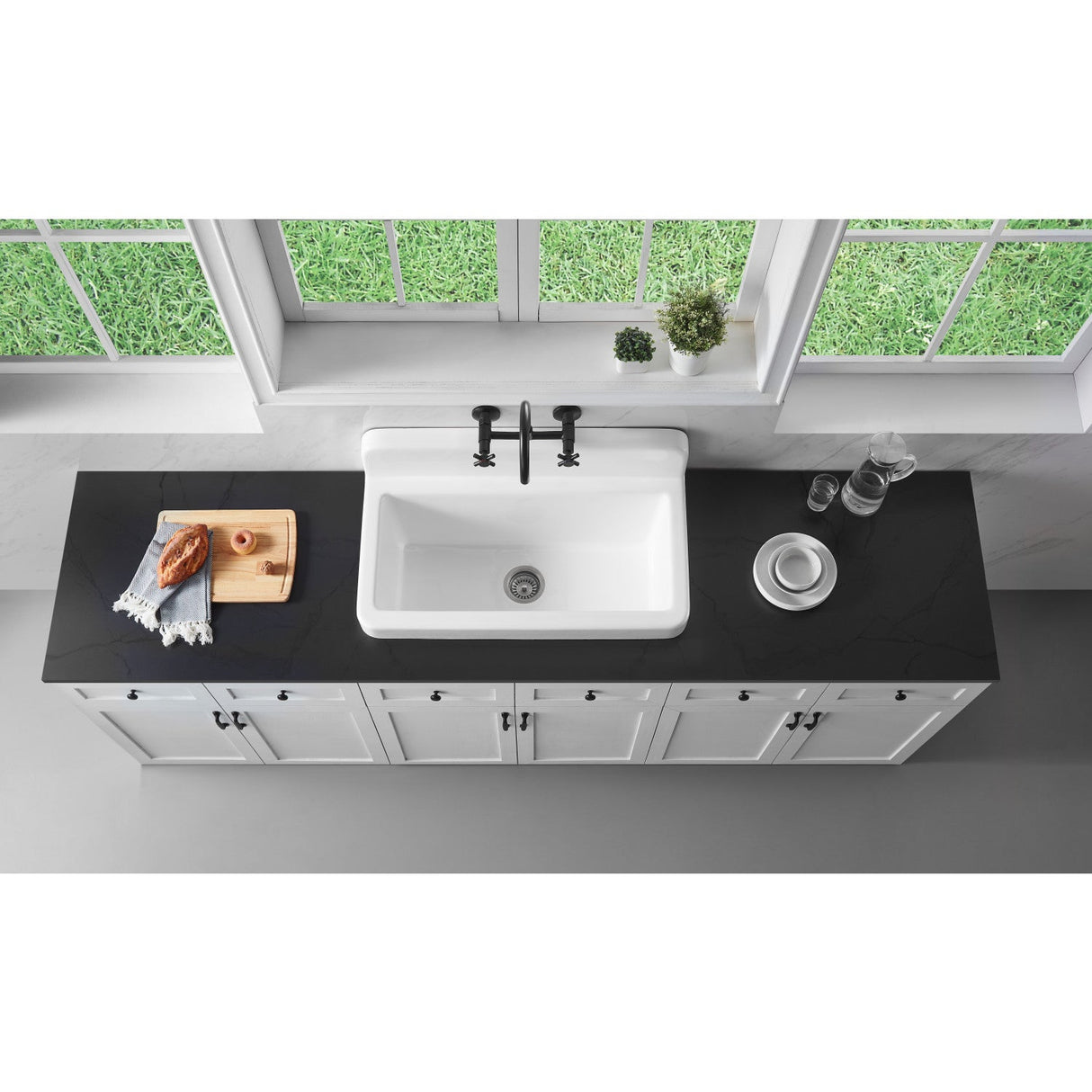 Petra Galley GCKWS331916 33-Inch x 19-Inch Cast Iron Wall Mount Kitchen Sink, White