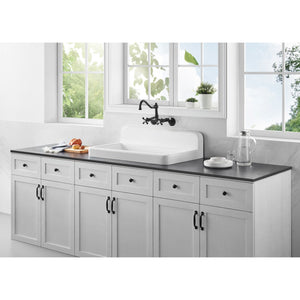 Petra Galley GCKWS331916 33-Inch x 19-Inch Cast Iron Wall Mount Kitchen Sink, White