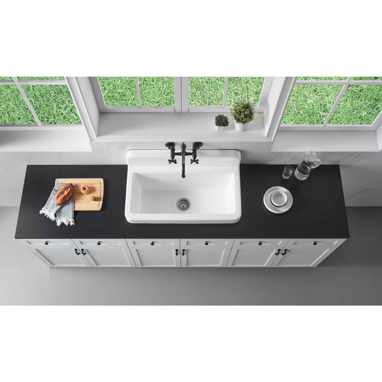 Petra Galley GCKWS331916 33-Inch x 19-Inch Cast Iron Wall Mount Kitchen Sink, White