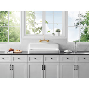 Petra Galley GCKWS331916 33-Inch x 19-Inch Cast Iron Wall Mount Kitchen Sink, White