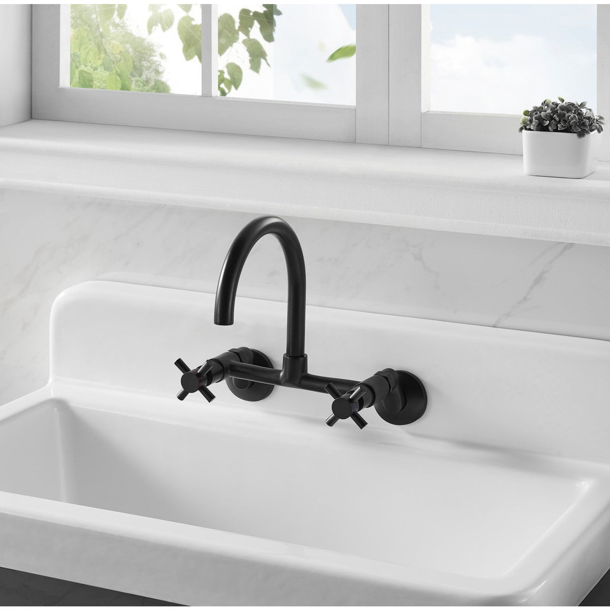 Petra Galley GCKWS331916W8 33-Inch x 19-Inch Cast Iron Wall Mount Kitchen Sink, White