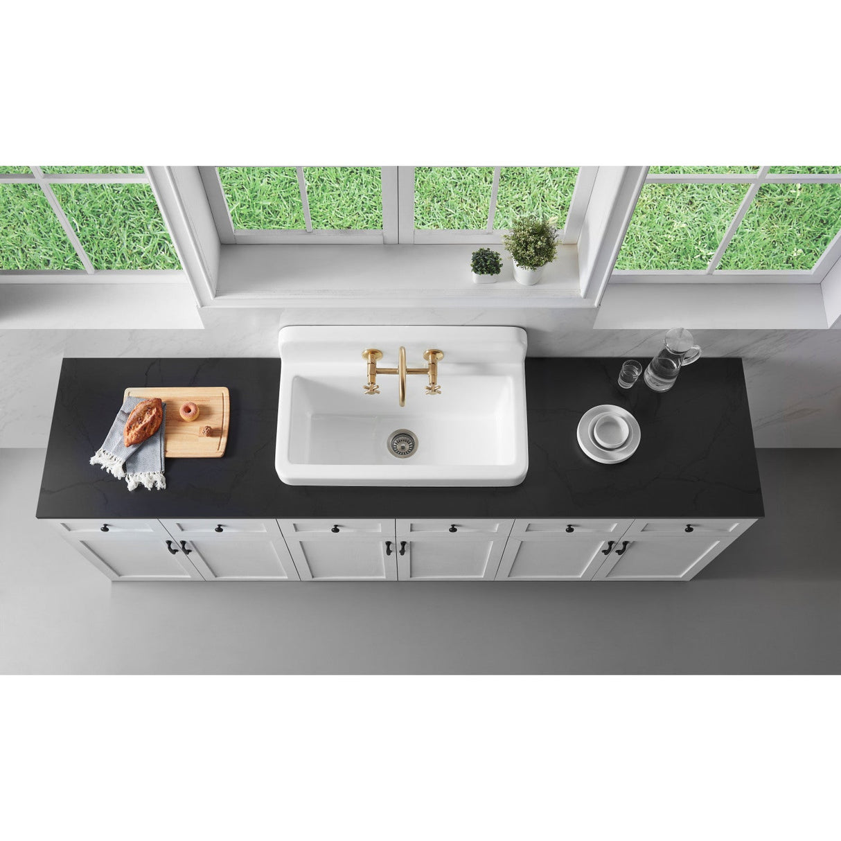 Petra Galley GCKWS331916W8 33-Inch x 19-Inch Cast Iron Wall Mount Kitchen Sink, White