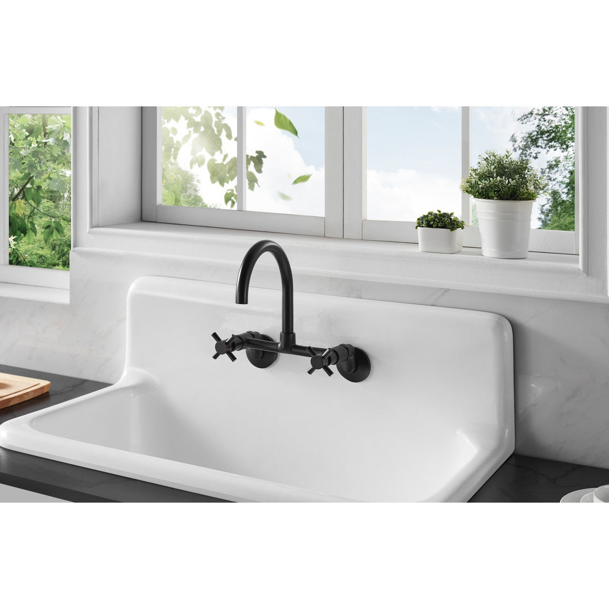 Petra Galley GCKWS362011 36-Inch x 20-Inch Cast Iron Wall Mount Kitchen Sink, White