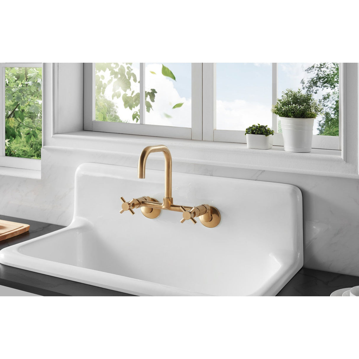 Petra Galley GCKWS362011 36-Inch x 20-Inch Cast Iron Wall Mount Kitchen Sink, White