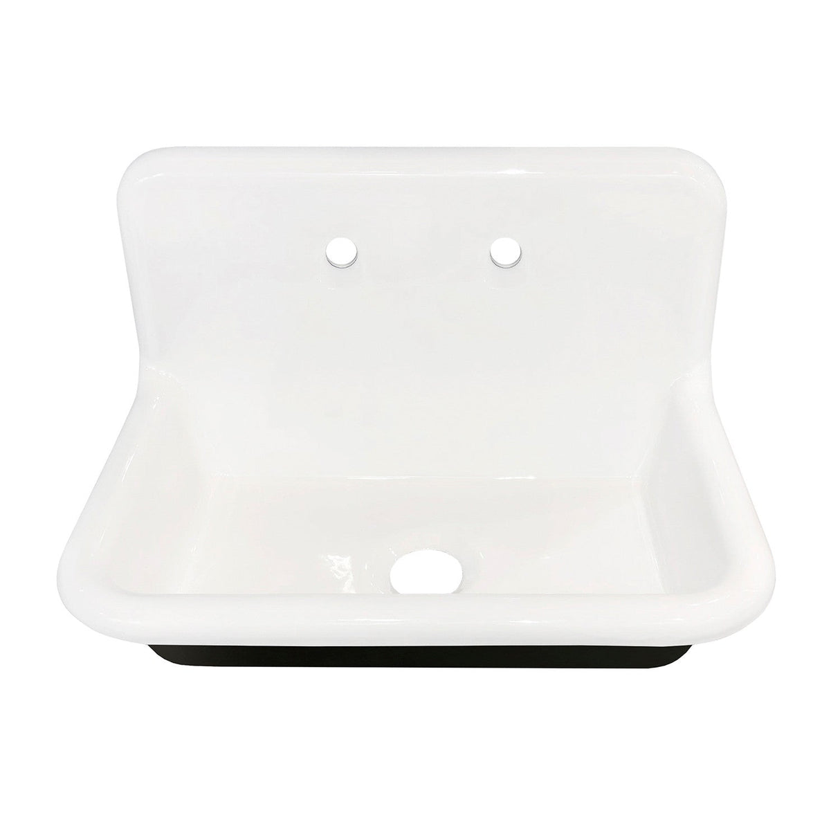 Towne GCLWS302019 30-Inch Cast Iron Wall Mount 2-Hole Single Bowl Kitchen Sink, White