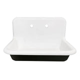 Towne GCLWS302019 30-Inch Cast Iron Wall Mount 2-Hole Single Bowl Kitchen Sink, White