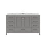 Virtu USA Caroline Avenue 60" Single Bath Vanity with Cultured Marble Quartz Top and Round Sink with Matching Mirror