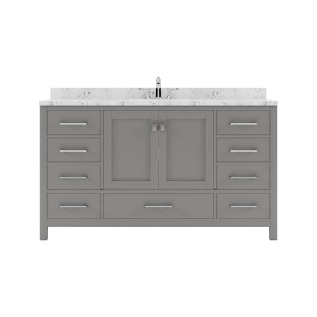 Virtu USA Caroline Avenue 60" Double Bath Vanity with White Quartz Top and Round Sinks - Luxe Bathroom Vanities