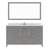 Virtu USA Caroline Avenue 60" Single Bath Vanity with White Quartz Top and Round Sink with Matching Mirror - Luxe Bathroom Vanities