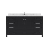 Virtu USA Caroline Avenue 60" Double Bath Vanity with White Quartz Top and Round Sinks - Luxe Bathroom Vanities