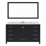 Virtu USA Caroline Avenue 60" Single Bath Vanity with White Quartz Top and Round Sink with Matching Mirror - Luxe Bathroom Vanities