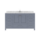 Virtu USA Caroline Avenue 60" Single Bath Vanity with Cultured Marble Quartz Top and Round Sink with Matching Mirror