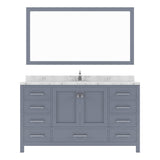 Virtu USA Caroline Avenue 60" Single Bath Vanity with White Quartz Top and Round Sink with Matching Mirror - Luxe Bathroom Vanities