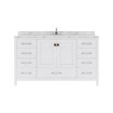 Virtu USA Caroline Avenue 60" Single Bath Vanity with Cultured Marble Quartz Top and Round Sink with Matching Mirror