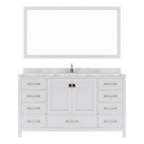 Virtu USA Caroline Avenue 60" Single Bath Vanity with White Quartz Top and Round Sink with Matching Mirror - Luxe Bathroom Vanities