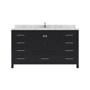 Virtu USA Caroline Avenue 60" Single Bath Vanity with White Quartz Top and Square Sink with Brushed Nickel Faucet with Matching Mirror