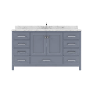 Virtu USA Caroline Avenue 60" Single Bath Vanity with Cultured Marble Quartz Top and Square Sink with Matching Mirror